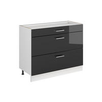 KUCHYNSKÁ SPODNÁ SKRINKA R-Line, Antracit vysoký lesk/biely, 100 cm bez pracovnej dosky - biela/antracitová, kompozitné drevo (100/81.6/46cm) - Vicco