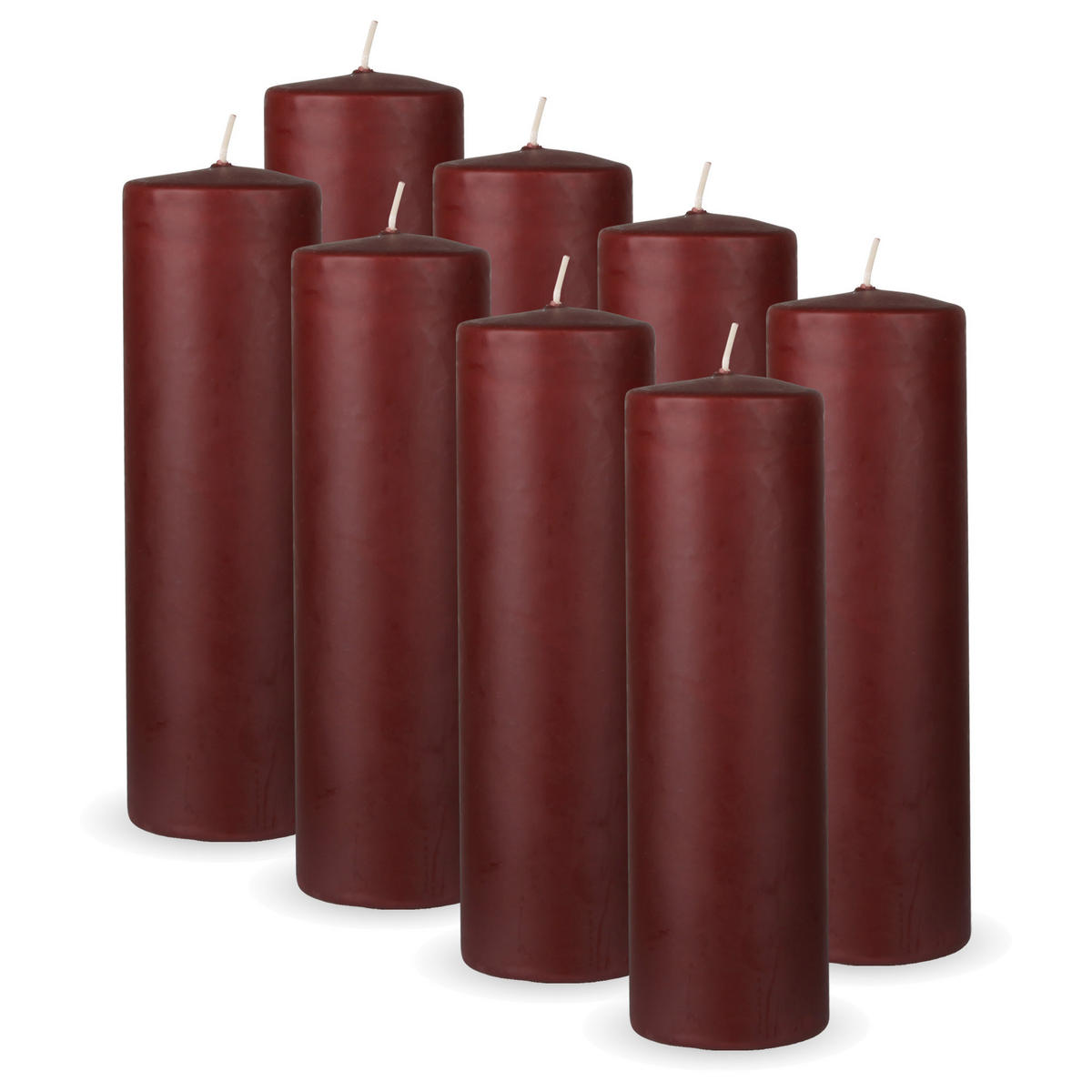STUMPENKERZEN 8er Pack "Braun", Größe Ø7cm x Höhe: 20 cm - Braun, Naturmaterialien (7/20cm) - Bestlivings