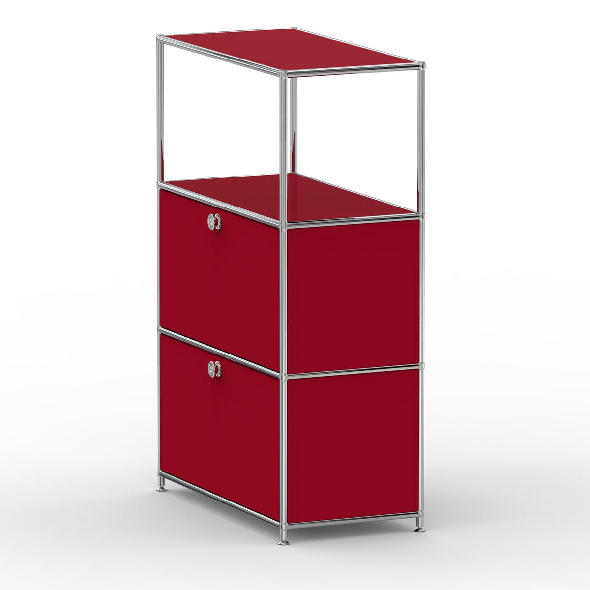 HOCHSCHRANK, 1 offenes Fach, 2 Klappen, Breite 77 cm, Rubinrot - Chromfarben/Silberfarben, Metall (40/118/77.2cm) - Versee
