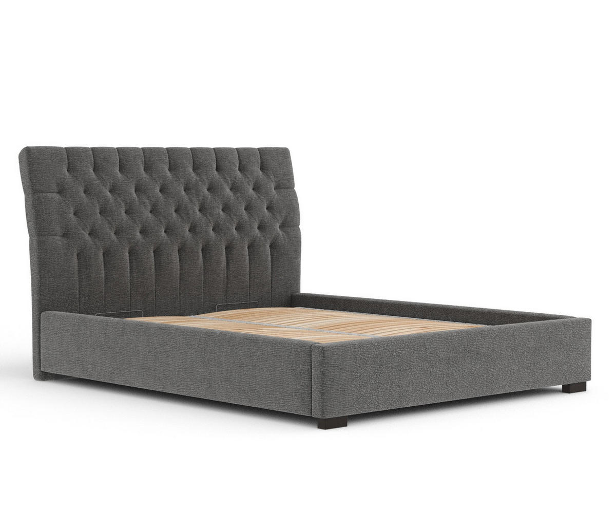 POLSTERBETT Vezzola Grau 140/200 cm im Chenille-Stoff - Schwarz/Naturfarben, Holz/Holzwerkstoff (140/200cm) - Maison de Reve