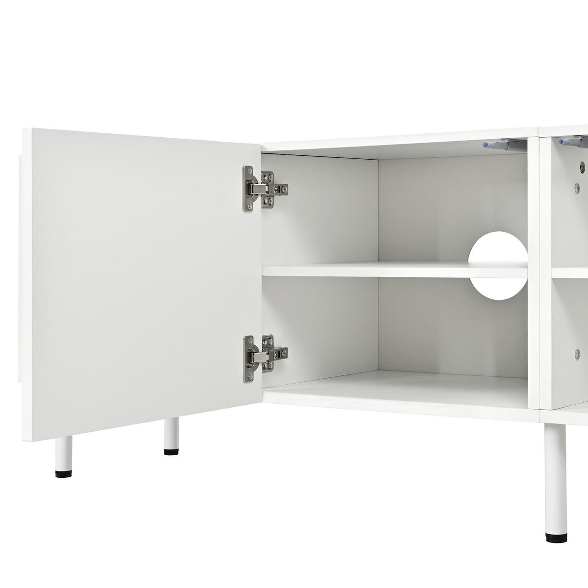 TV-SCHRANK Lowboard 4 Türen Push-to-Open Metallfüße modern - Weiß, Holzwerkstoff (35/50/170cm) - FLIEKS