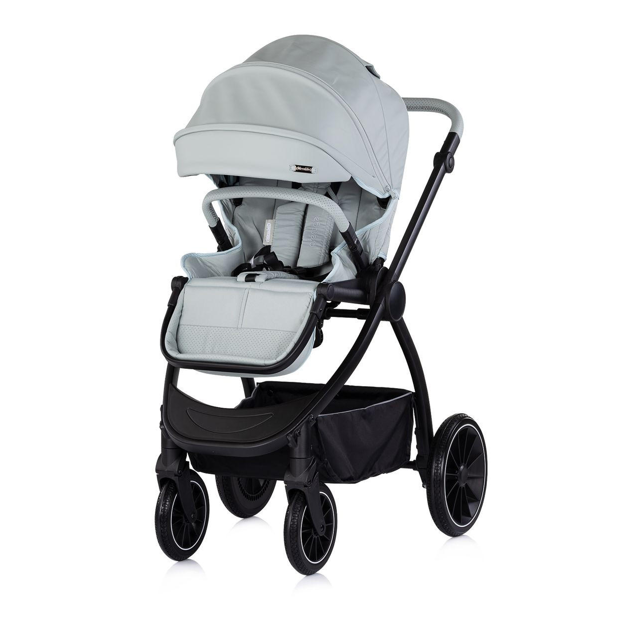 KOMBIKINDERWAGEN Prestige 3 in 1 hellgrün Babywanne Rucksack i-Size Babyschale - Grün, Metall (85/59/123cm) - Chipolino