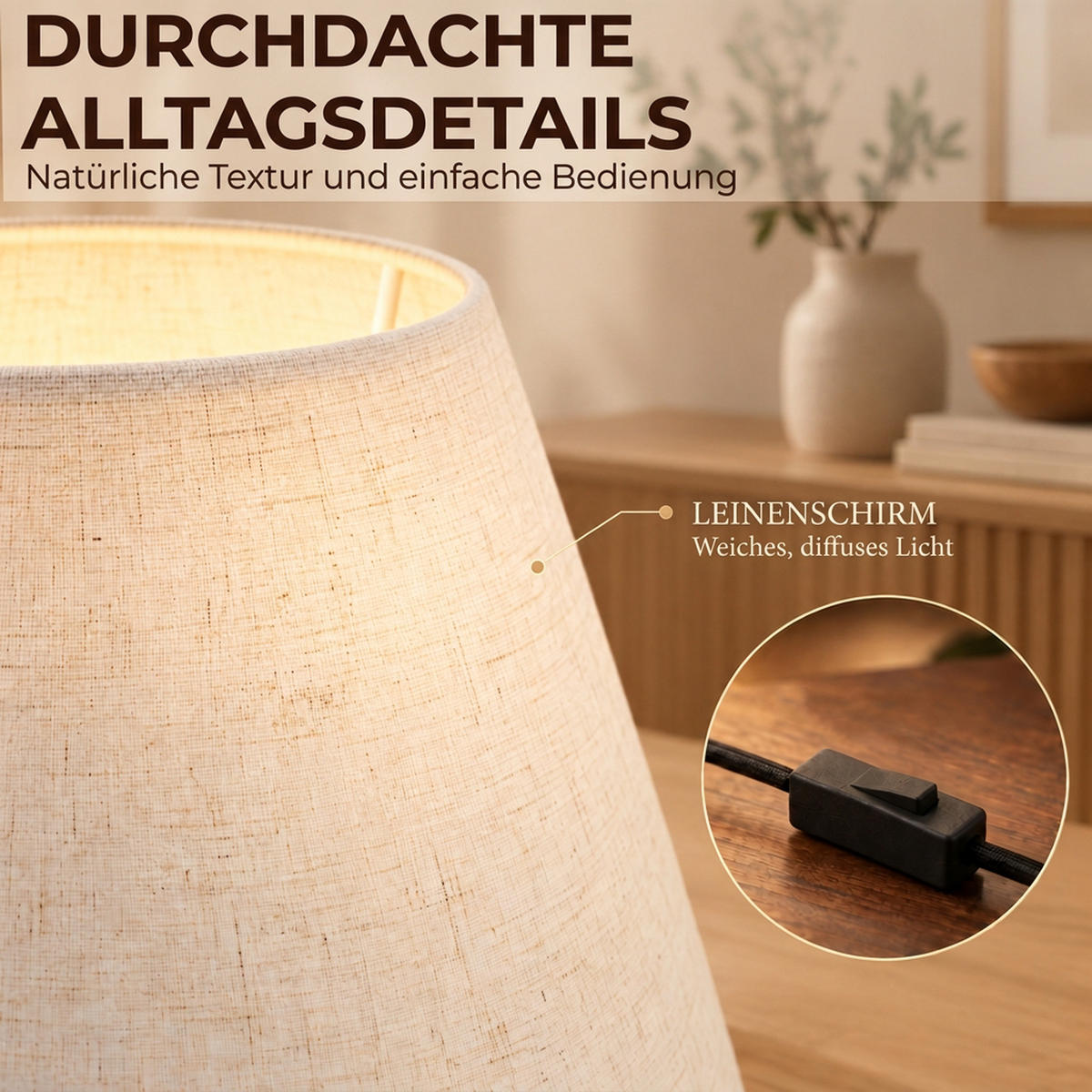 TISCHLAMPE Keramik Leinenoptik Cremeweiß - Creme, Keramik (25/25/27cm) - HOMCOM