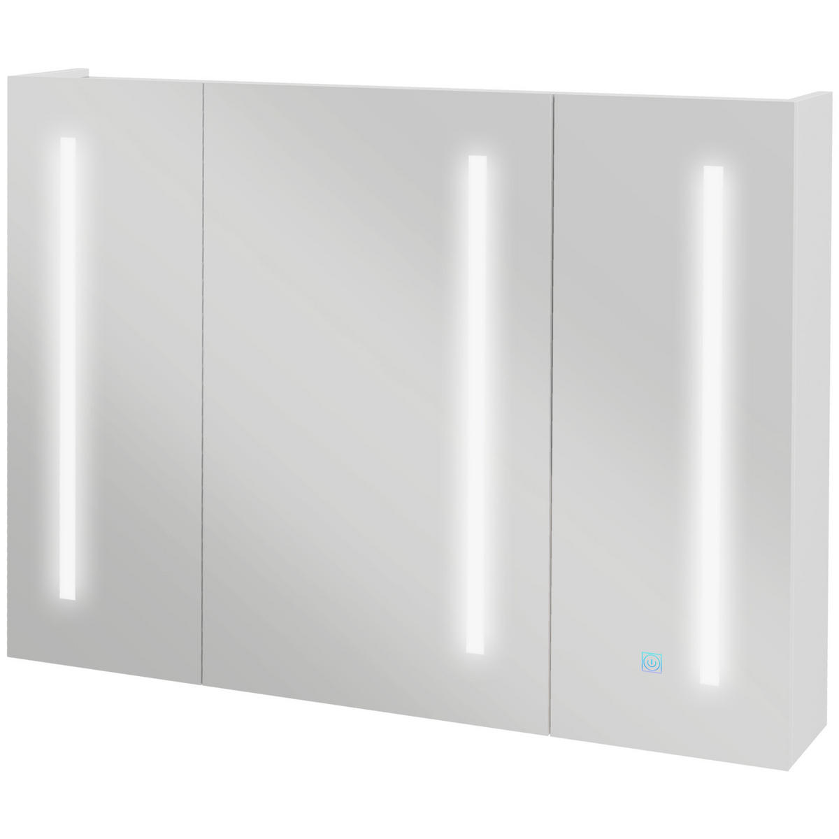 SPIEGELSCHRANK, Spiegelschrank mit USB-Ladeanschluss, 90 x 15 x 70 cm ,Weiß - Weiß, Glas (90/70/15cm) - Vallsero