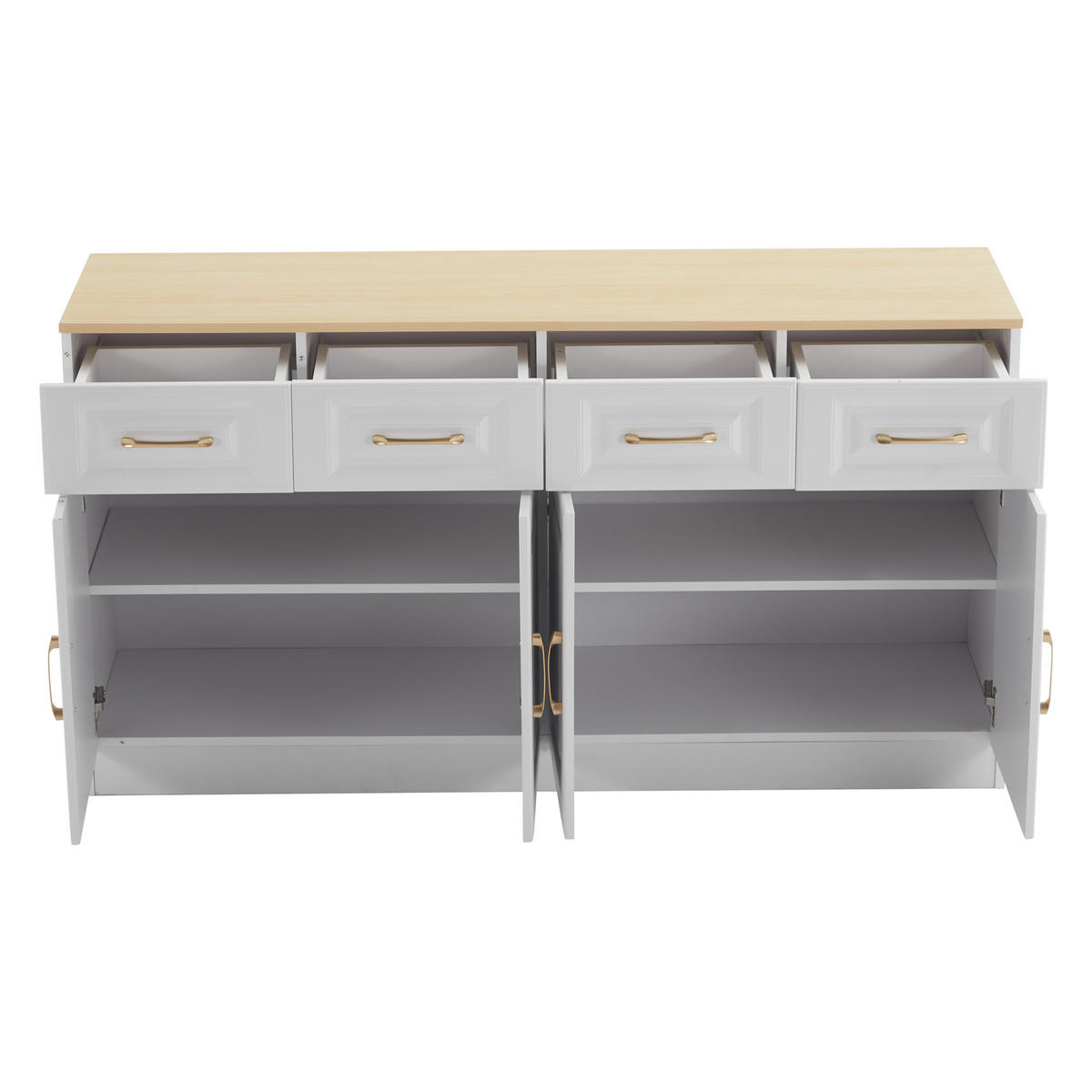 SIDEBOARD Weiß, Eiche 140/40/75 cm - Weiß, Holzwerkstoff (140/75/40cm) - PANGIVO