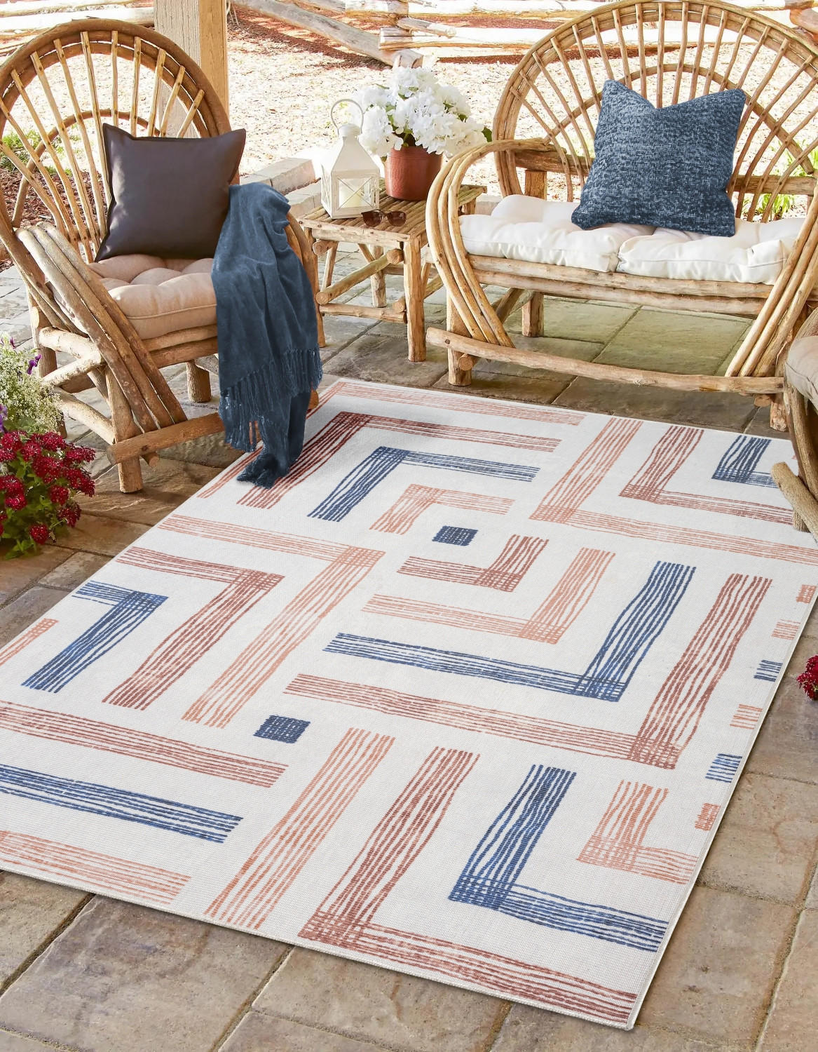 TEPPICH Marilla Rostfarben,Dunkelblau,Creme 160/230 cm - Rostfarben, Textil (160/230cm) - My-Rug