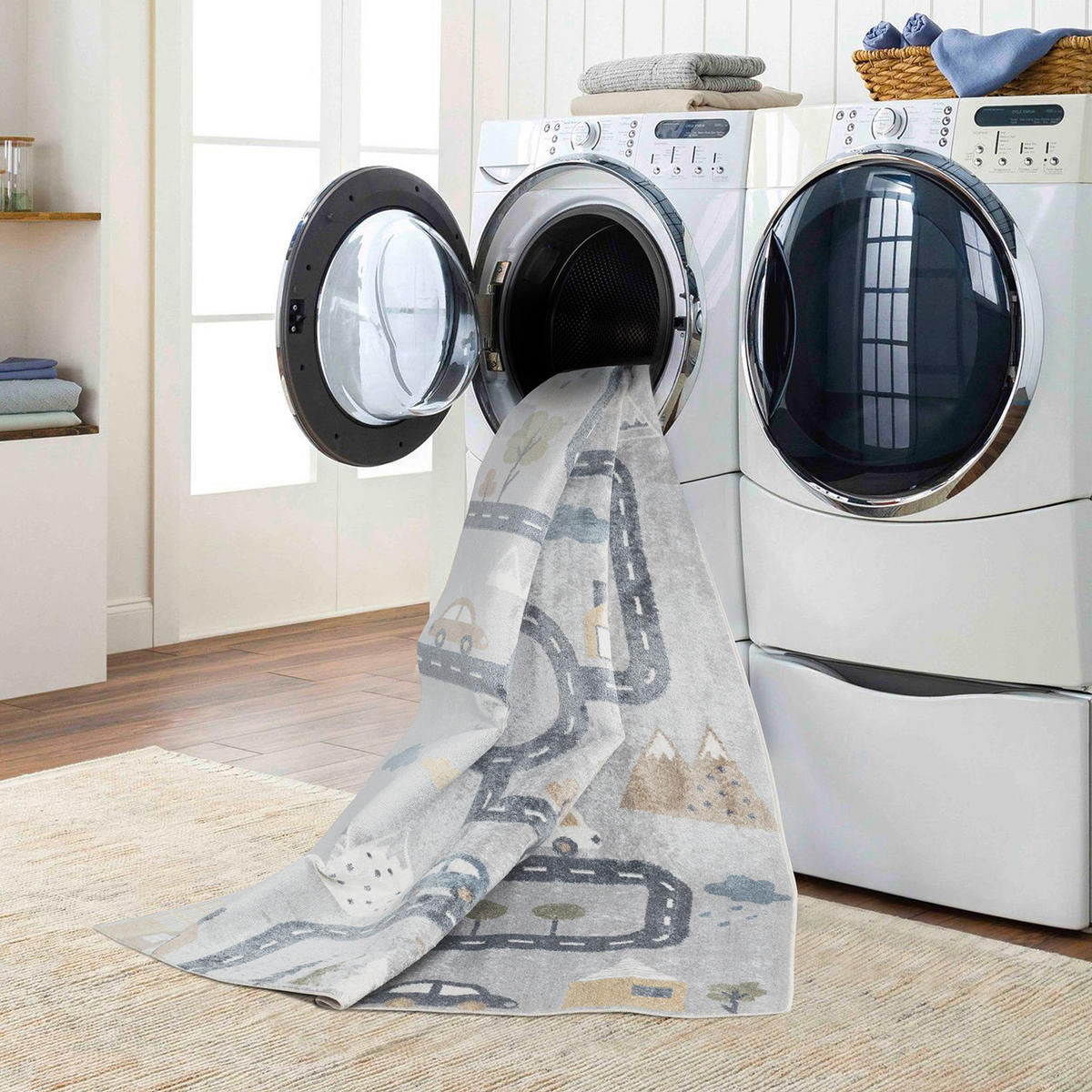 KINDERTEPPICH Maschinenwaschbar 120x170 cm Grau - Grau, Naturmaterialien/Textil (120/170cm) - LIVABLISS