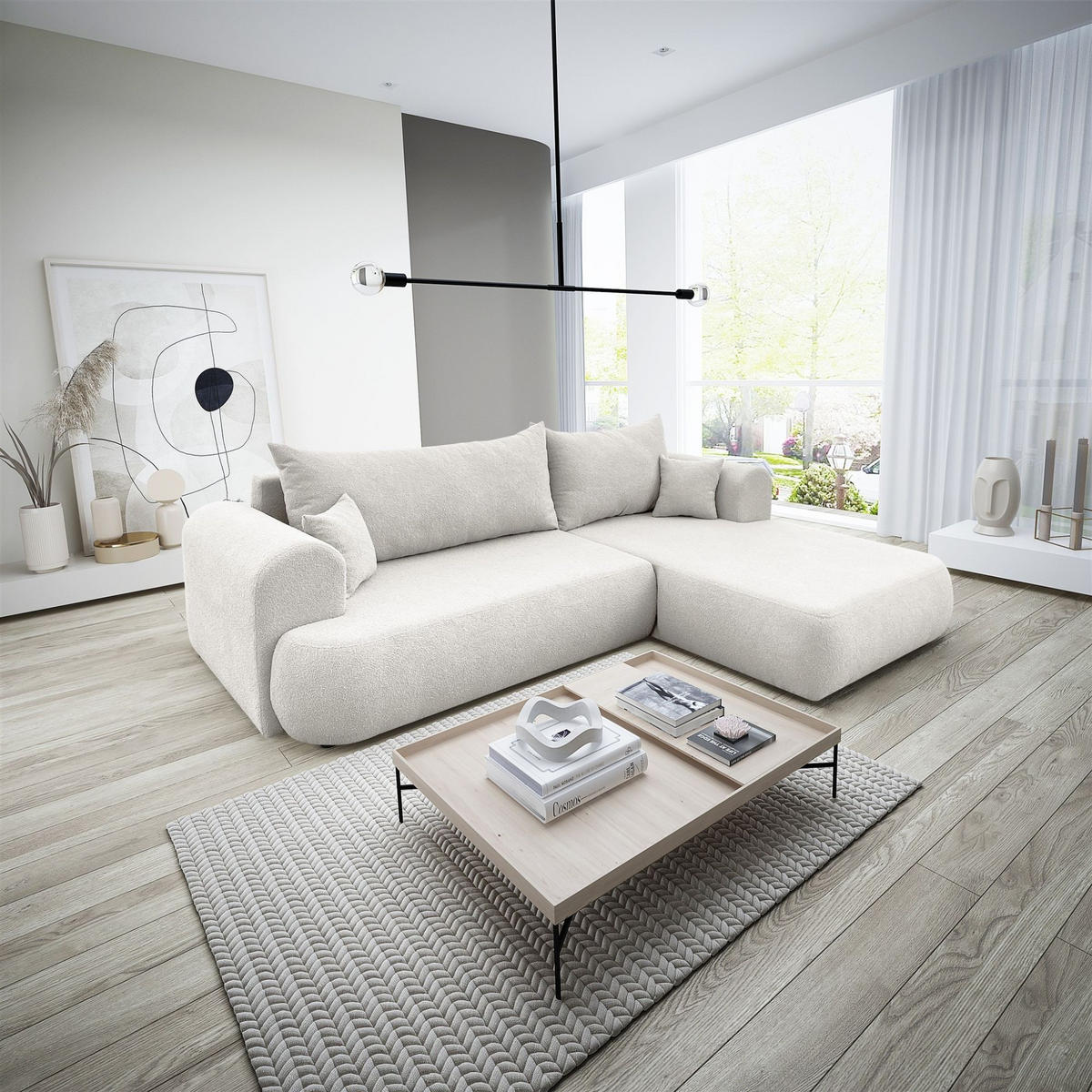 ECKSOFA Anike In Now Or Never - Creme, Holzwerkstoff/Textil (260/173cm) - Fun Möbel