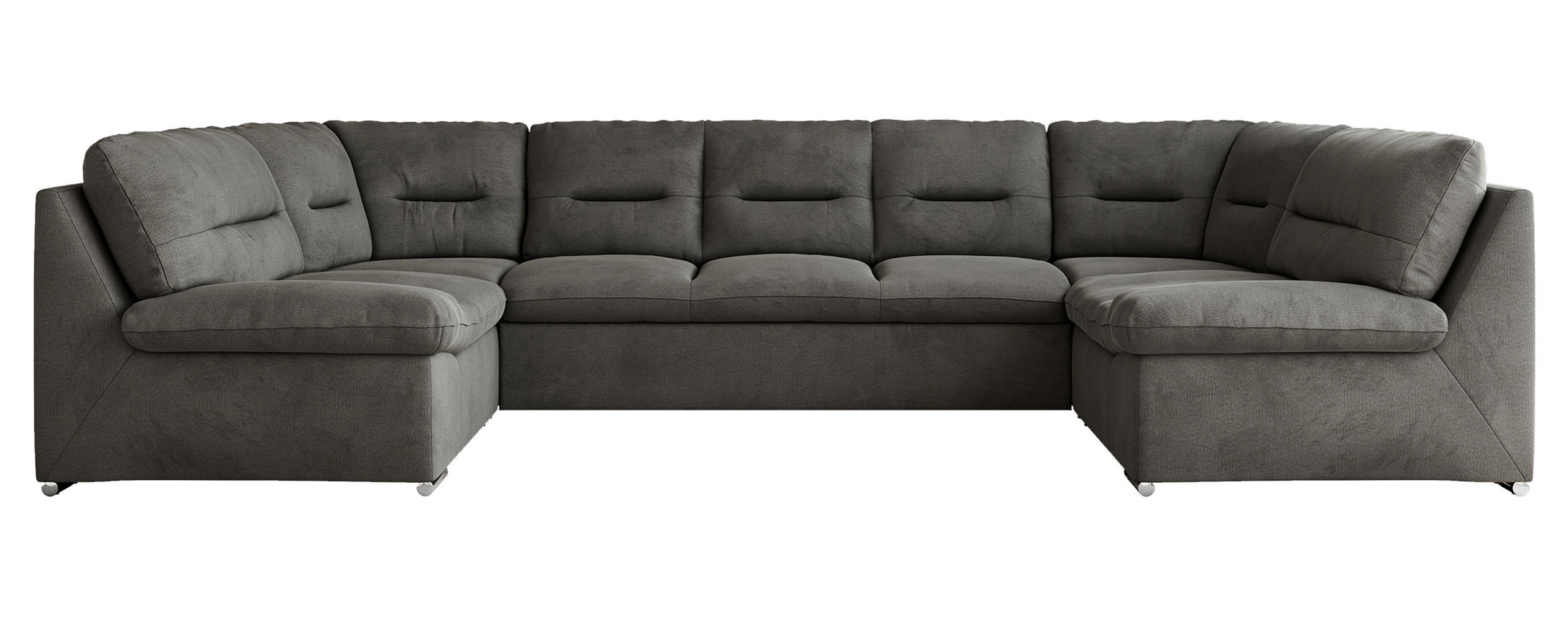 WOHNLANDSCHAFT MORBIDO U Dunkelgrau Velvet - Dunkelgrau/Silberfarben, Textil/Metall (340/93/206cm) - MKS