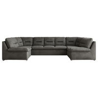 WOHNLANDSCHAFT COMODO U Dunkelgrau Velvet - Dunkelgrau/Silberfarben, Textil/Metall (340/93/206cm) - MKS