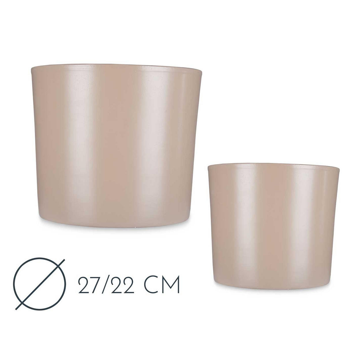 BLUMENTÖPFE Minimal 22/27 cm, 2er-Set - Beige, Keramik (27/23cm)