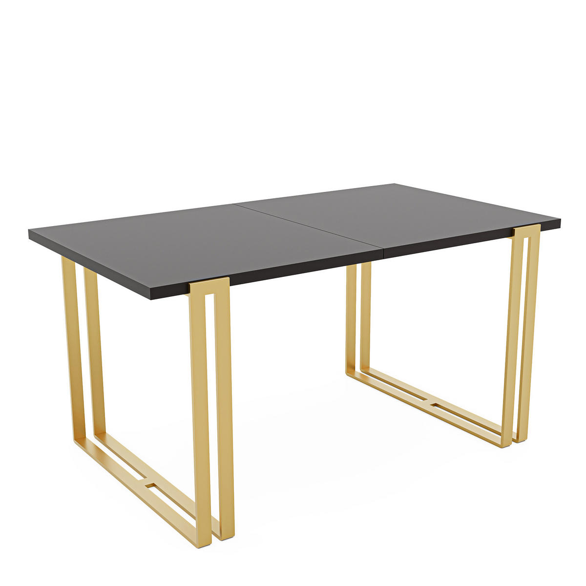 TISCH ausziehbar aus MDF, Schwarz - Goldfarben/Schwarz, Holzwerkstoff (160/80/76cm) - Idohome