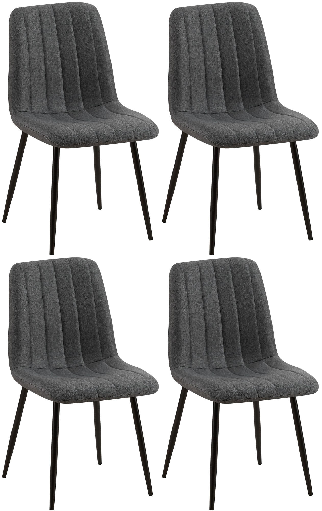 STUHL 4er Set Stoff Dunkelgrau - Dunkelgrau/Schwarz, Textil/Metall (45/88/53cm) - CLP