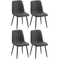STUHL 4er Set Stoff Dunkelgrau - Dunkelgrau/Schwarz, Textil/Metall (45/88/53cm) - CLP