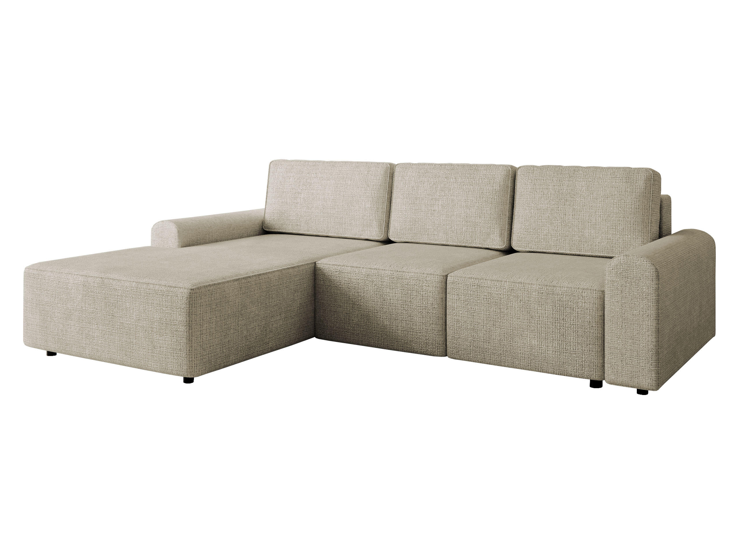 ECKSOFA Bella L, Seite: Links - Beige/Schwarz, Holz/Kunststoff (258/168cm) - MIRJAN24