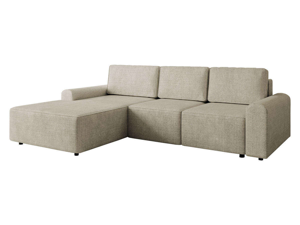 ECKSOFA Bella L, Seite: Links - Beige/Schwarz, Holz/Kunststoff (258/168cm) - MIRJAN24