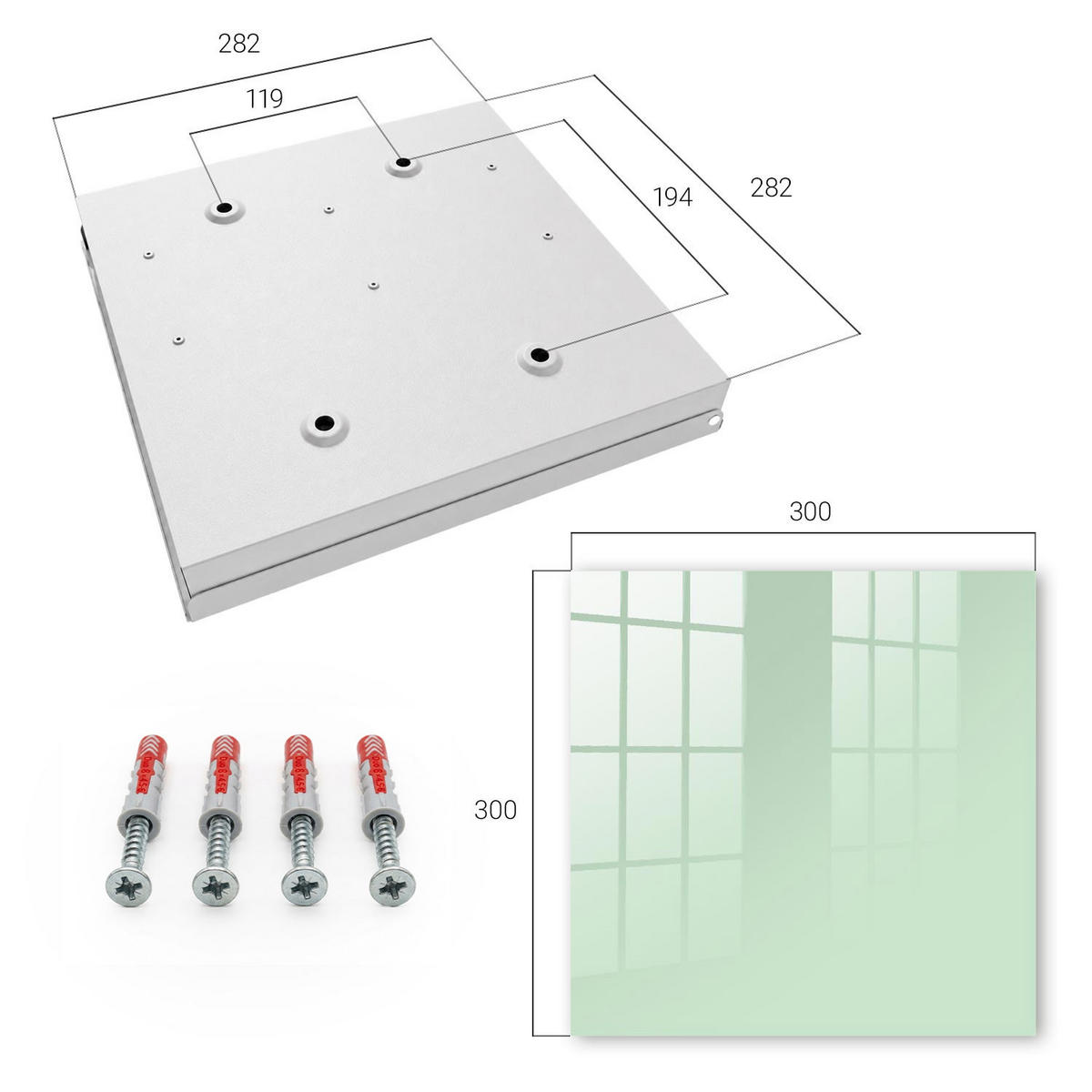 SCHLÜSSELBOX Weiß 30x30 cm – Türöffnung nach rechts - Mintgrün - Grün, Metall (30/30/5cm) - TULUP