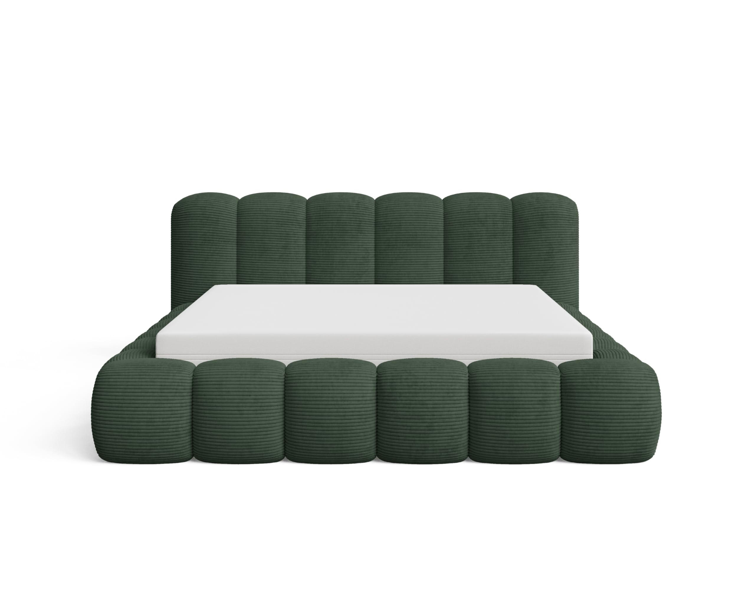 POLSTERBETT 200x200 mit Bettkasten, Lattenrost und Kopfteil, Poso Cord-Stoffbezug Grün - Grün, Holz (200/200cm) - Chilly