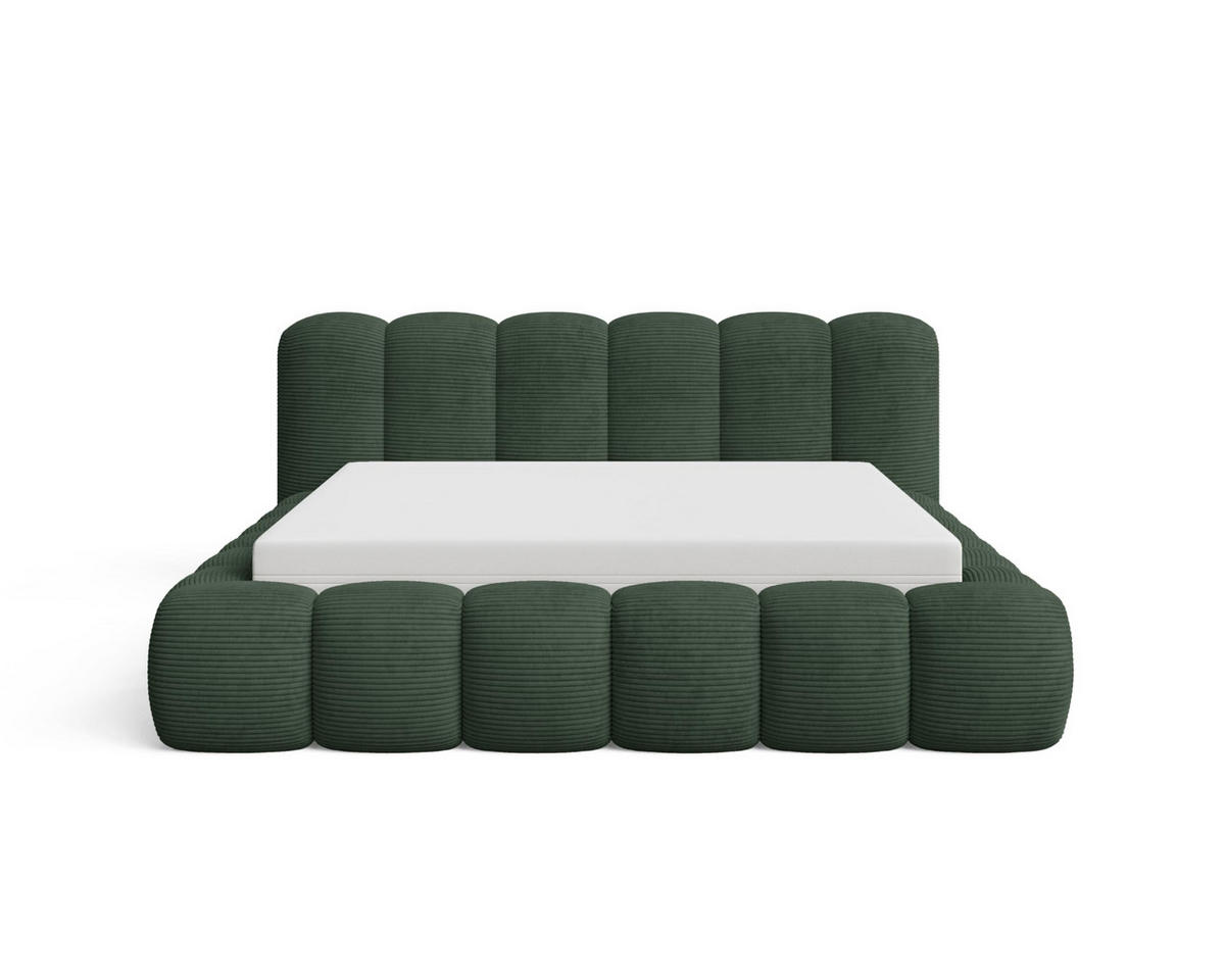 POLSTERBETT 200x200 mit Bettkasten, Lattenrost und Kopfteil, Poso Cord-Stoffbezug Grün - Grün, Holz (200/200cm) - Chilly