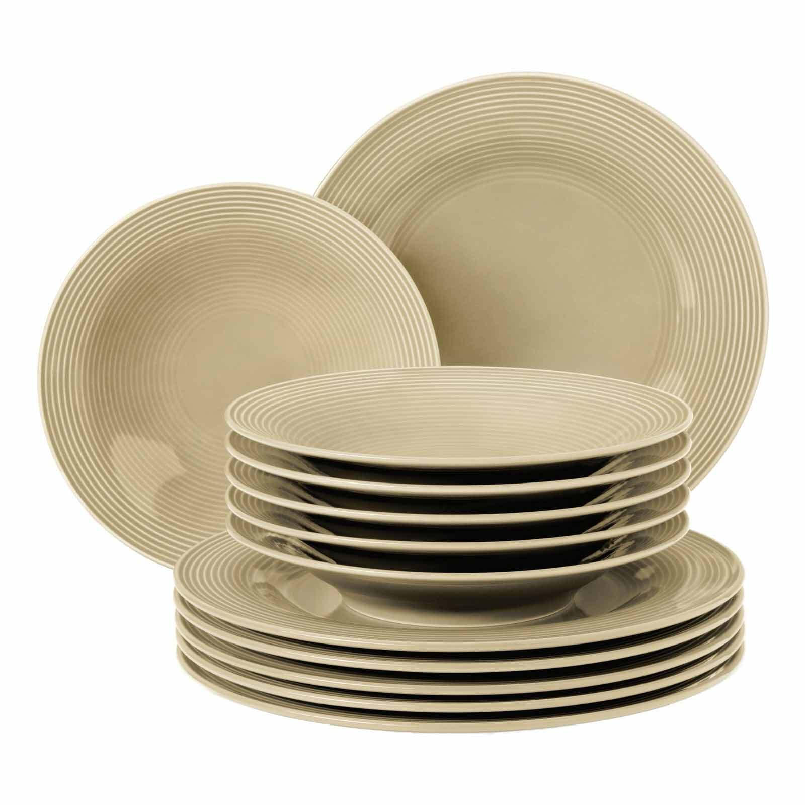 TAFELSERVICE Beat Color Glaze Sandbeige 12er Set - Beige, Keramik (32.3/23.5/32.3cm) - Seltmann Weiden