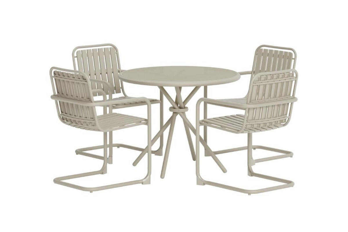 GARTENSET, Chios, Tisch Beige, Glas, 90 x 90 x 71 cm, 5-teilig - Beige, Glas - ebuy24