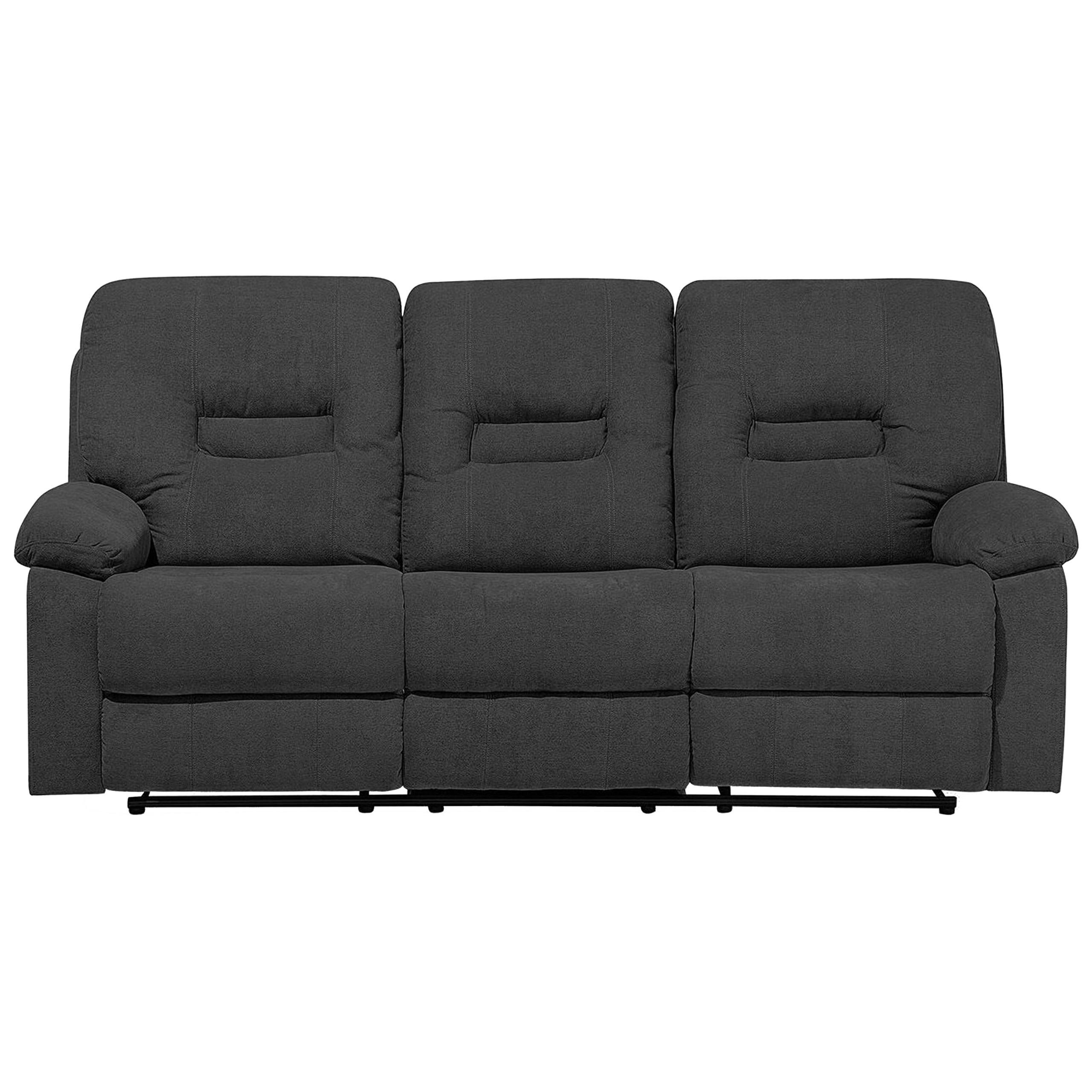 3-SITZER-SOFA Polsterbezug Dunkelgrau Bergen - Dunkelgrau, Textil (204/101/73cm) - Beliani