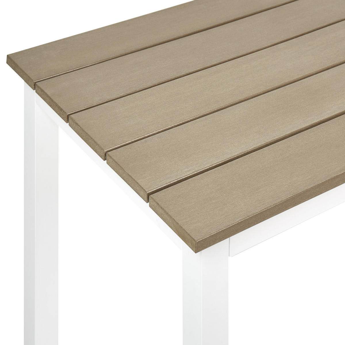 GARTENTISCH Heller Holzfarbton Messina - Hellbraun/Weiß, Kunststoff (96/52/50cm) - Beliani