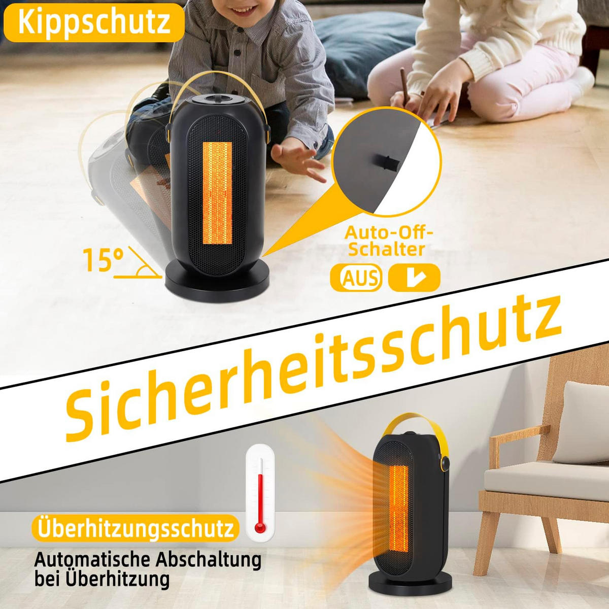 HEIZUNGSLÜFTER Nyxalorp 16.0/24.0/16.0 cm - Schwarz, Kunststoff (16/24/16cm) - ZMH