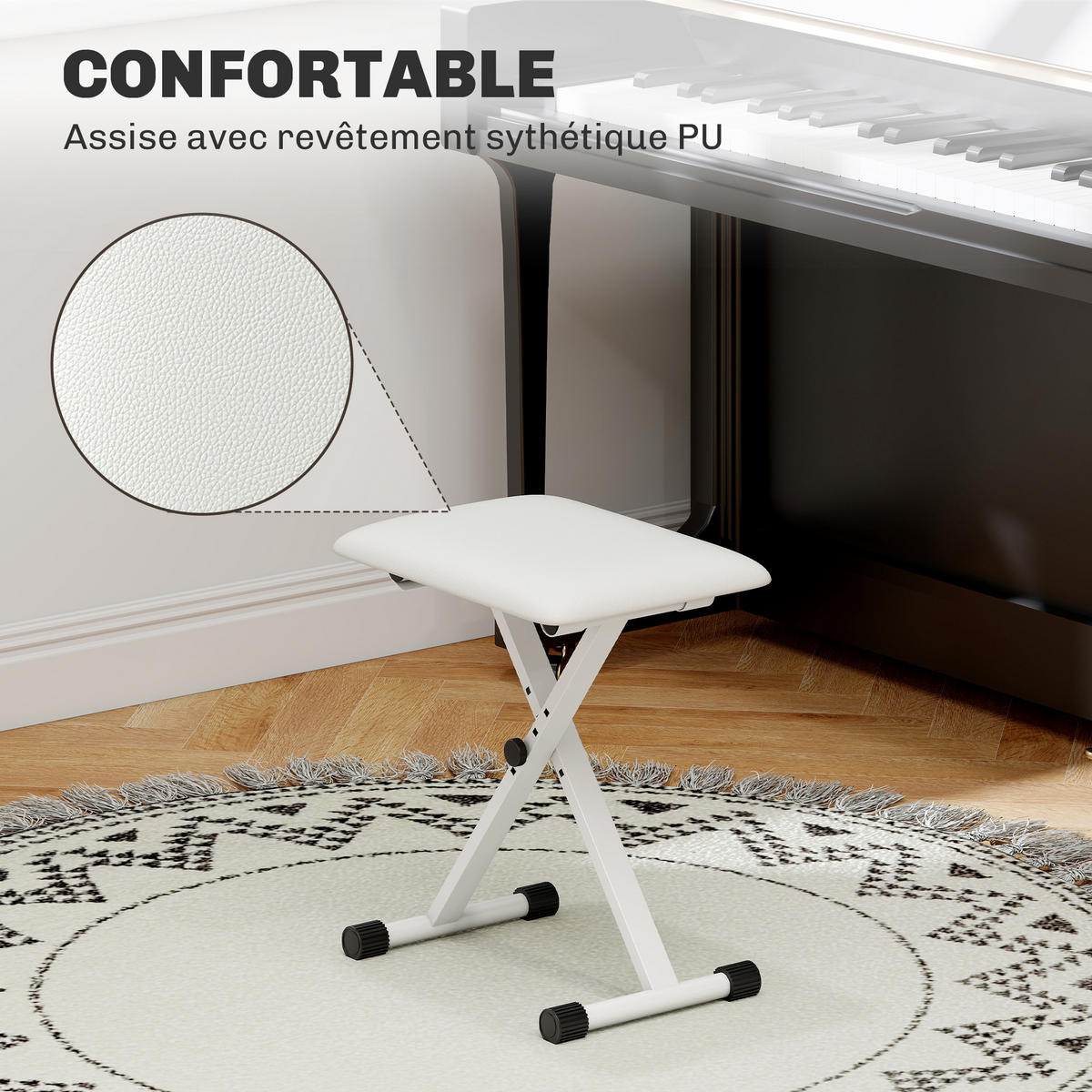 HOCKER DE-16441 klappbar & höhenverstellbar Weiß - Weiß, Metall (29/47/39cm) - ComfortXL