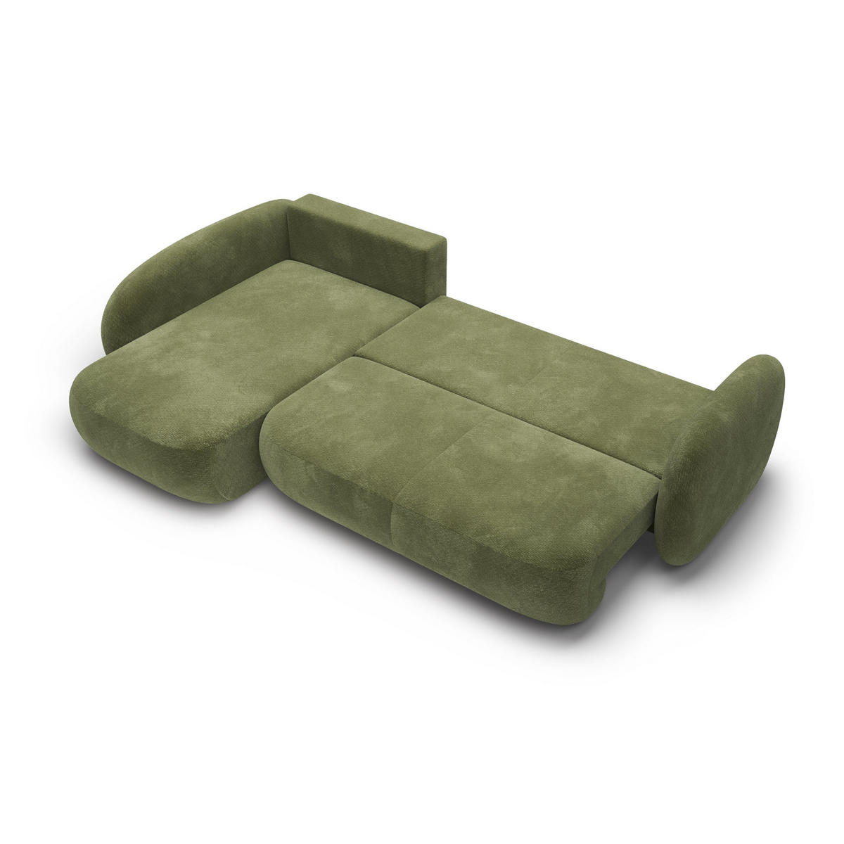ECKSOFA AMICO II L-S Grün Geflochtener Stoff mit Schlaffunktion - Grün, Holz (289/190cm) - MASSENO