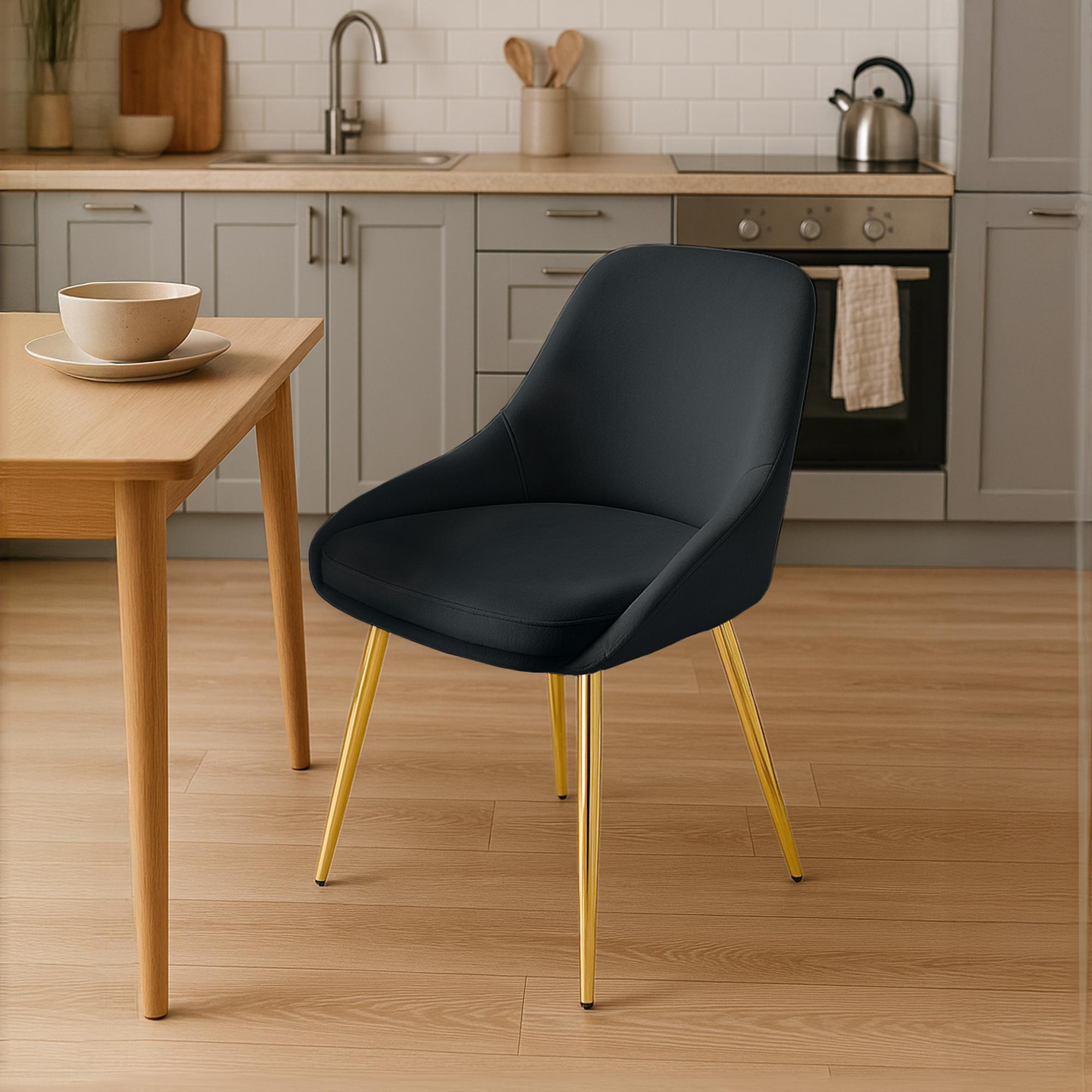 STUHL Samt Schwarz - Goldfarben/Schwarz, Textil (50/86/53cm) - CLP