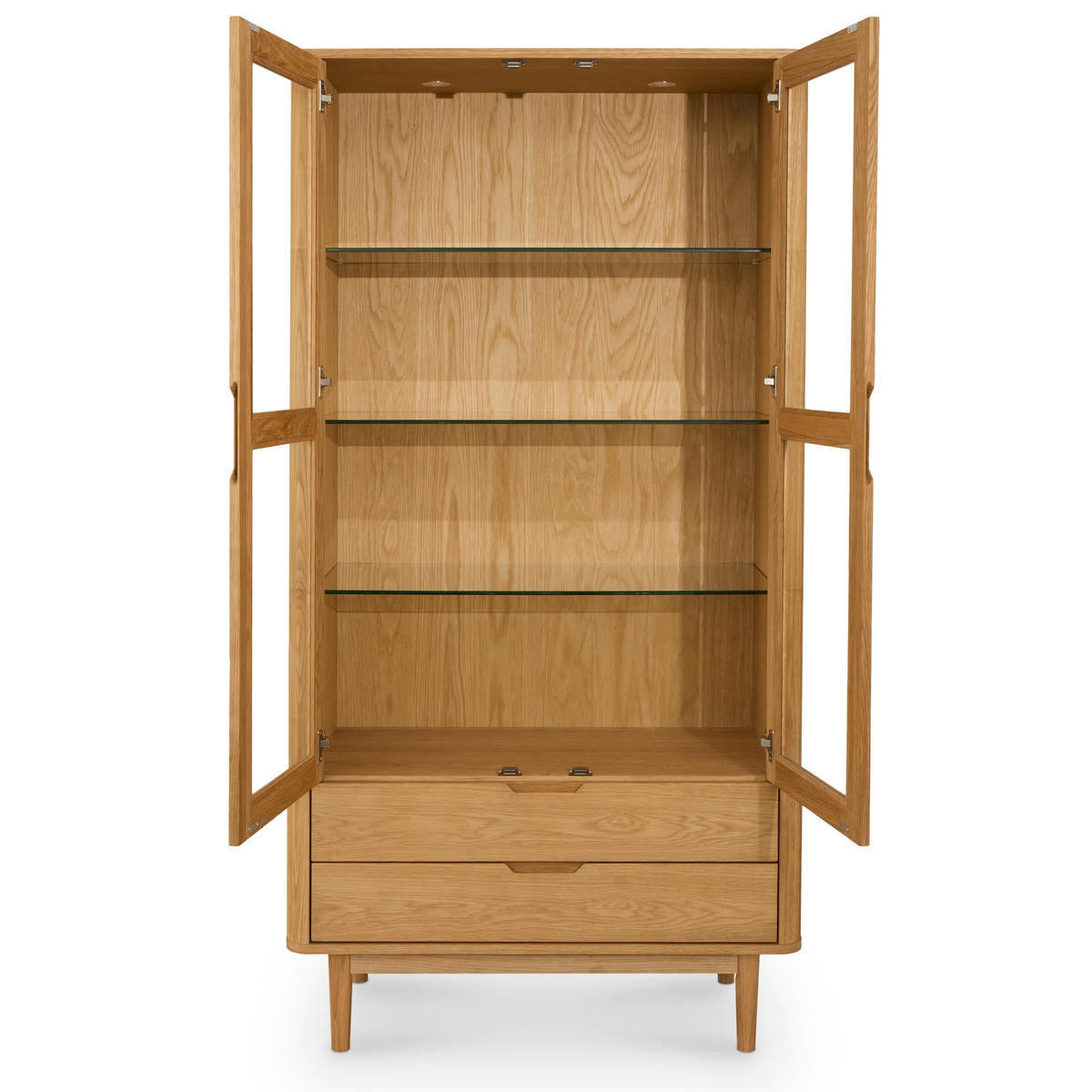 VITRINE Eiche massiv - Eichefarben/Braun, Holz/Holzwerkstoff (100/190/45cm) - Furnhouse