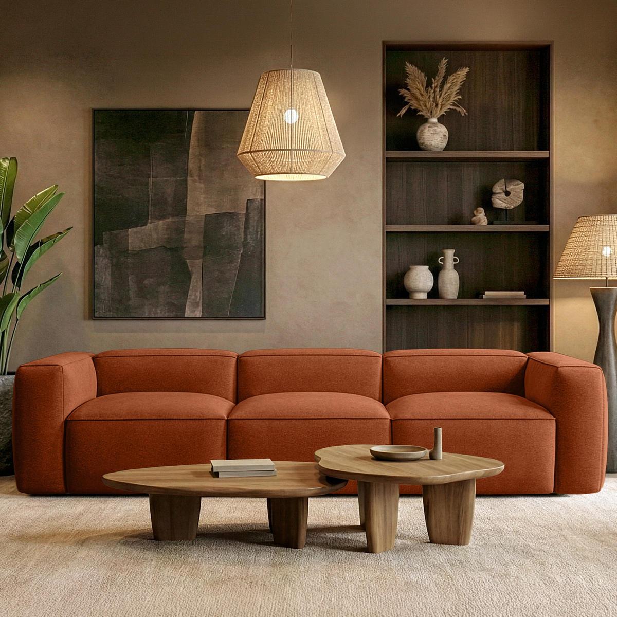 3-SITZER SOFA FUBBO, Rot - Rot, Holz/Holzwerkstoff (290/73/96cm) - KONSIMO®