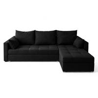 ECKSOFA Universelle L Form Elif Schwarz 220/140/85 cm stilvolle mit Schlaffunktion - Silberfarben/Schwarz, Kunststoff/Textil (220/140cm) - AX Living