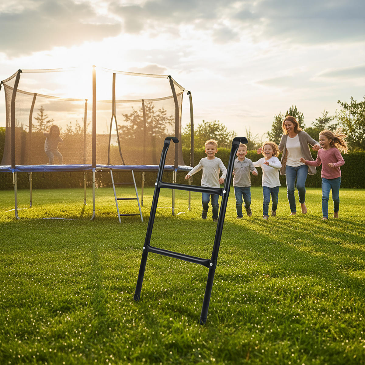 TRAMPOLIN-LEITER - Schwarz, Kunststoff/Metall (38/5.5cm) - Relaxdays