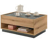 COUCHTISCH Eiche Evoke, grau 90 x 60 cm, Wohnzimmertisch mit Stauraum - Schwarz/Naturfarben, Holz/Holzwerkstoff (90/90/1cm) - Furn.Design