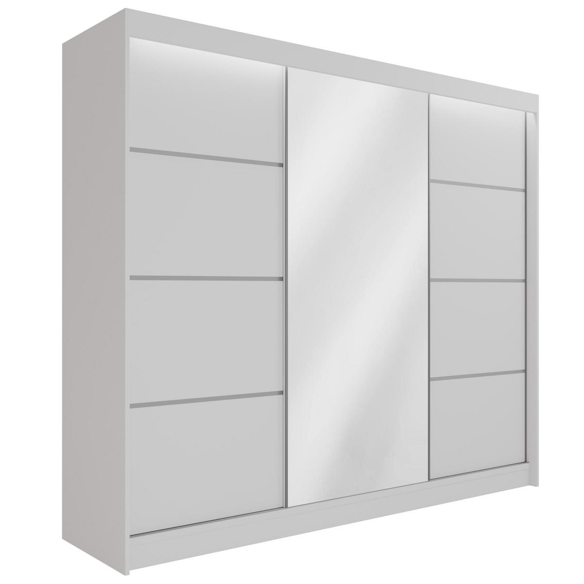 KLEIDERSCHRANK PAOKI mit LED - 250 cm - Weiß - Weiß, Holzwerkstoff (250/215/61cm) - ALTDECOR