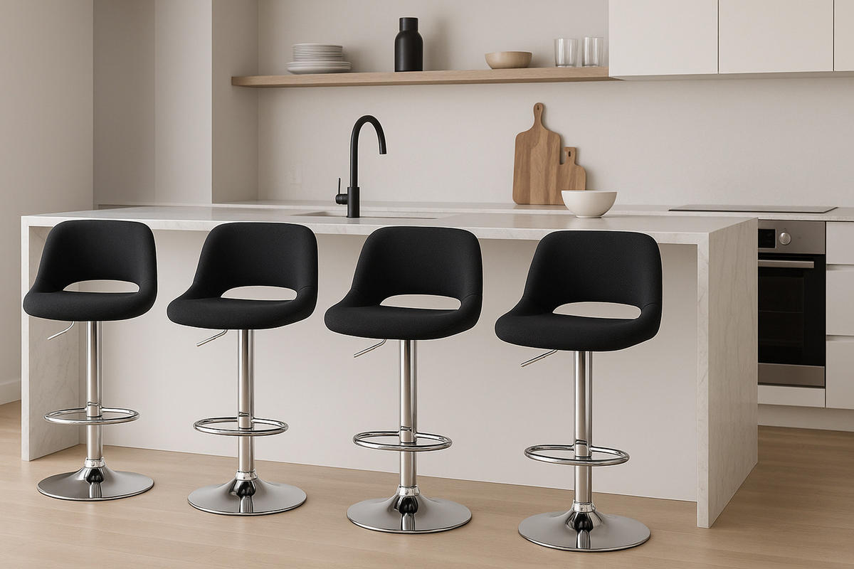 BARHOCKER Campus Stoff chrom schwarz - Chromfarben/Schwarz, Textil/Metall (42/107/46cm) - TPFLiving