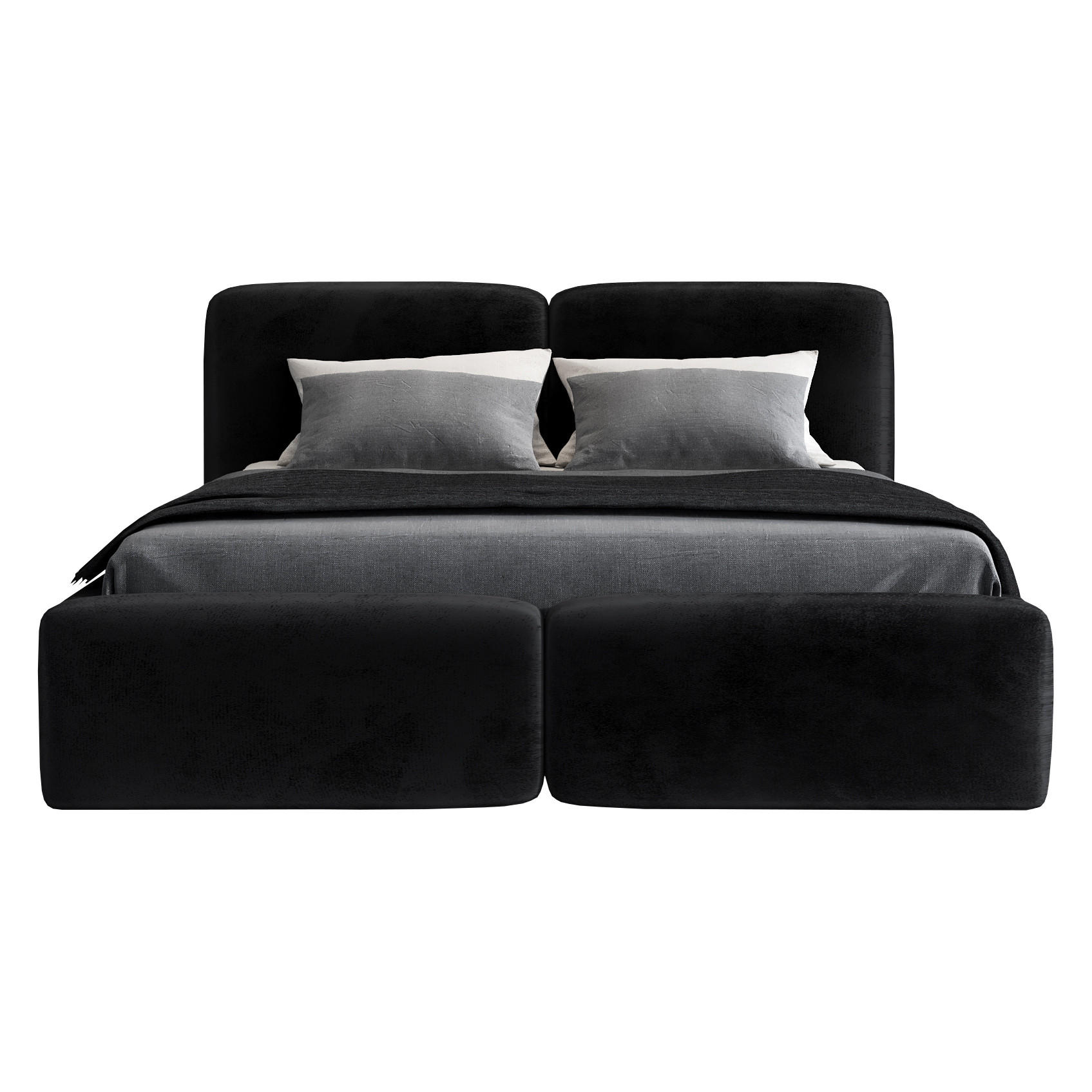 POLSTERBETT OLKE 180x200 Schwarz - Schwarz, Textil (180/200cm) - A&J MöbelLand