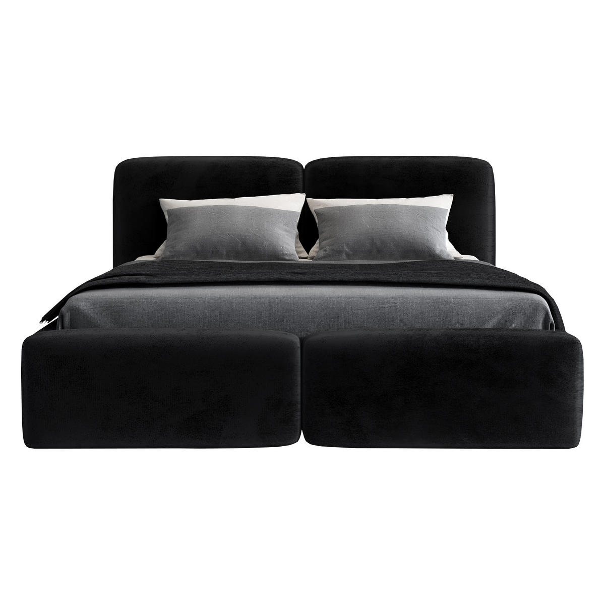 POLSTERBETT OLKE 160x200 Schwarz - Schwarz, Textil (160/200cm) - A&J MöbelLand