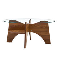 BEISTELLTISCH 80/80/36 cm mit Sicherheitsglasplatte und fächerförmigem MDF-Gestell in Nussbaum-Optik, Transparent/Walnuss - Walnussfarben, Holzwerkstoff (80/80/36cm) - Redom