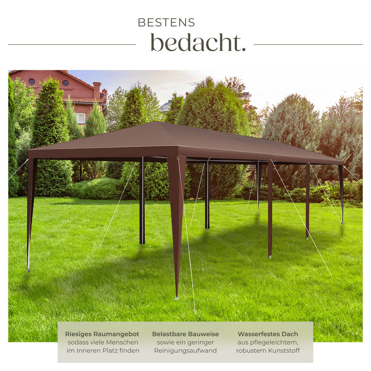 PAVILLON Almchalet,wasserdicht,braun - Braun, Kunststoff (300/250/900cm) - tectake