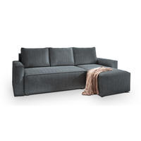 ROHOVÁ SEDAČKA POTARO šedá - šedá, dřevo/textil (232/140cm) - MASSENO