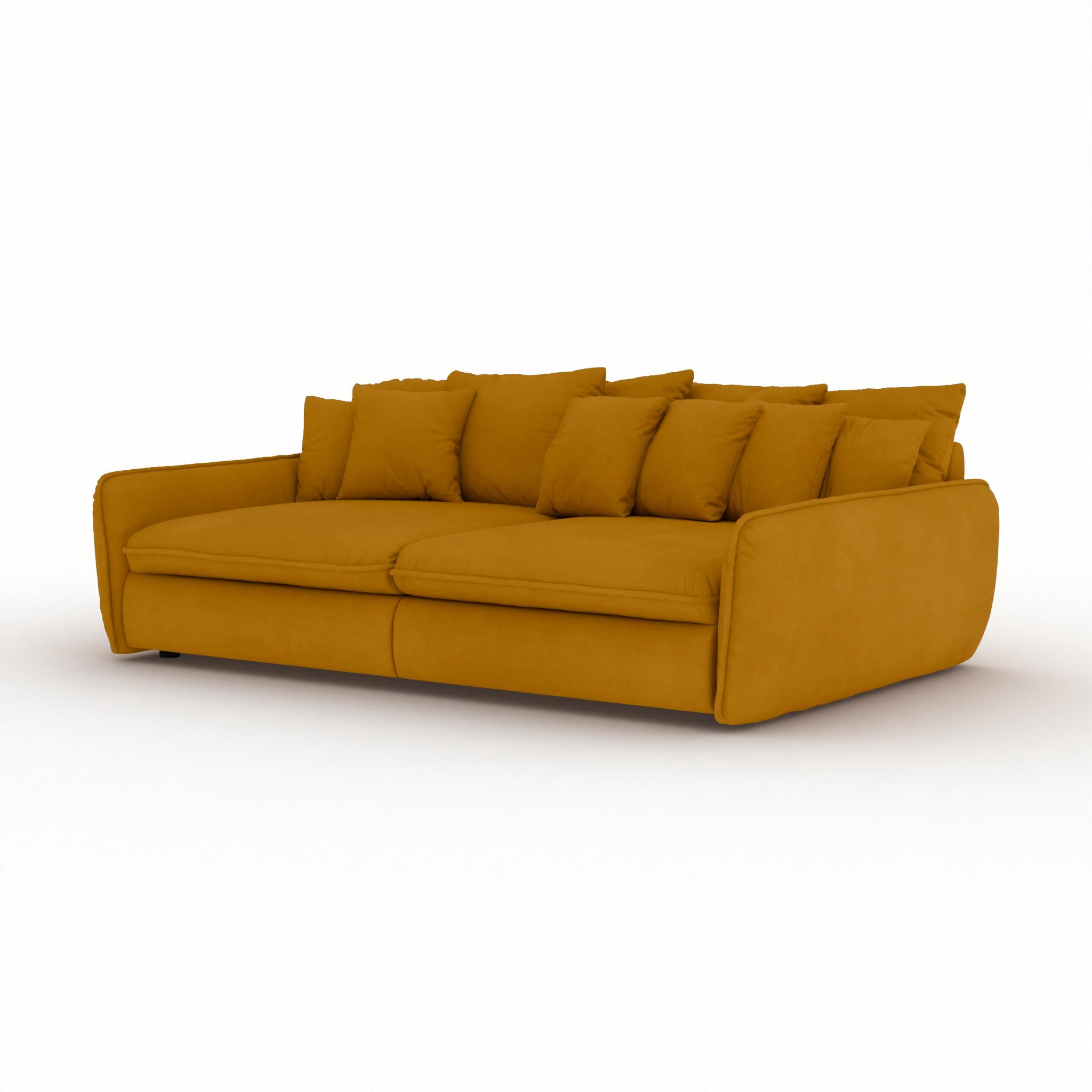 BIGSOFA Hereford Flachgewebe Gold inkl. 11 Kissen 234/131/61 cm - Dunkelgelb, Kunststoff/Textil (234/61/131cm) - foamnova