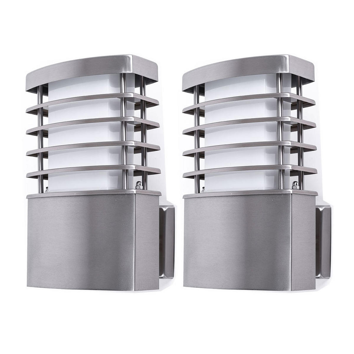 WANDLEUCHTE Edelstahl Silber 2er Set - Silberfarben, Kunststoff (14.2/23/13.4cm) - Wofi