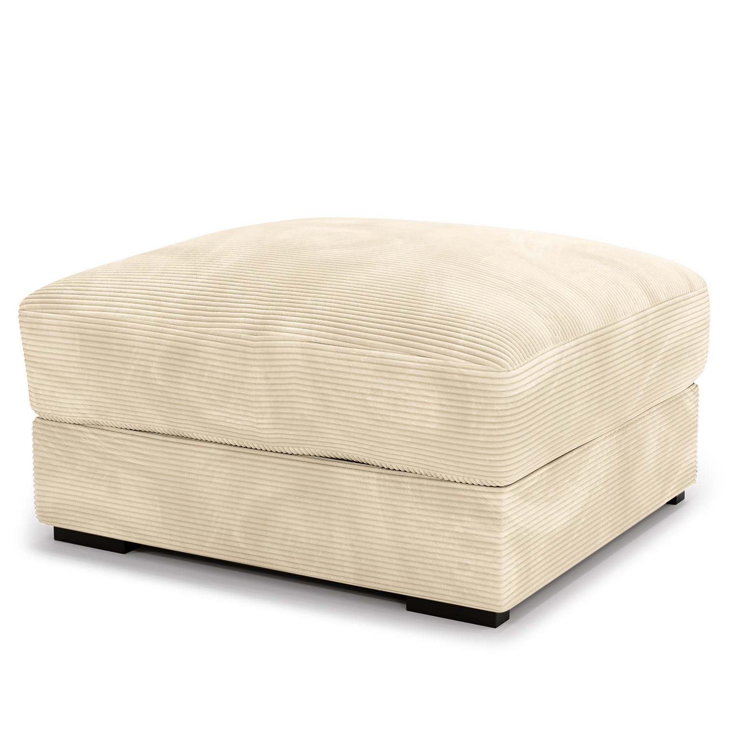 POLSTERHOCKER - Creme/Schwarz, Kunststoff/Textil (92/42/92cm) - home24