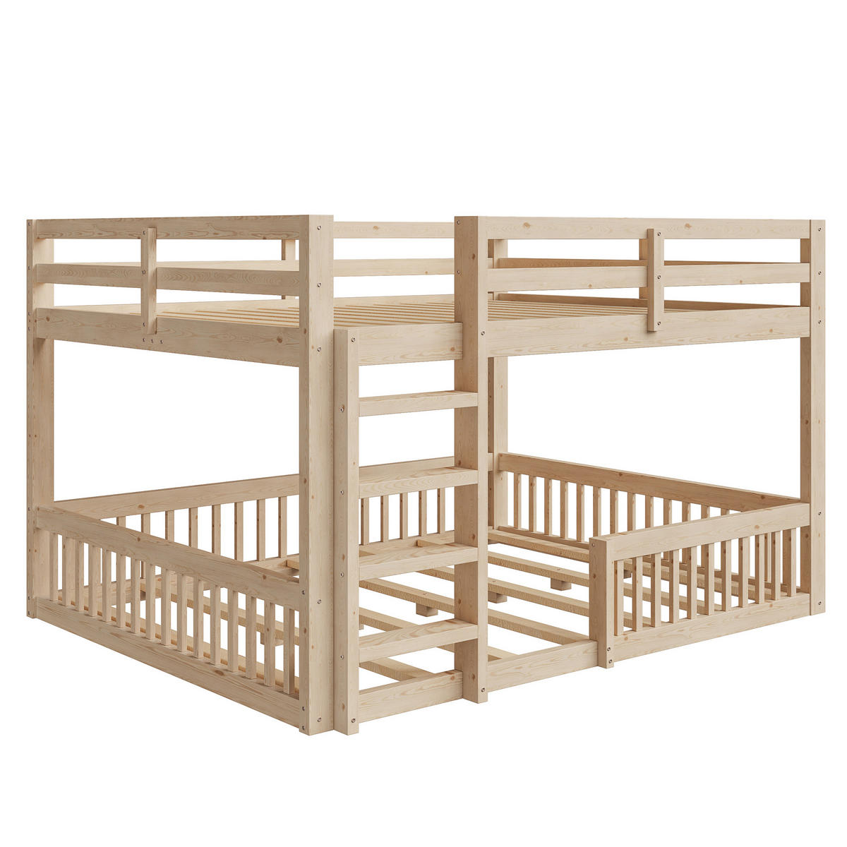 ETAGENBETT 160/200 cm in Natur mit Geländern aus Kiefer und MDF - Naturfarben, Holz/Holzwerkstoff (160/200cm) - CHICFURN