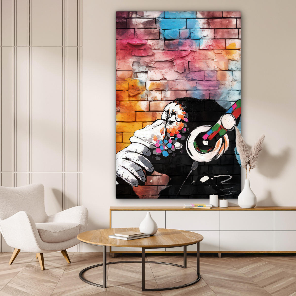 SLIKA NA PLATNU Opica 90x140 cm - večbarvno, tekstil (90/140cm) - MuchoWow