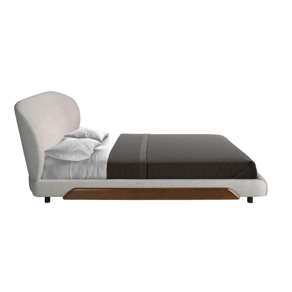 DOPPELBETT 7222 aus hellgrauem Stoff, 180 x 200 cm - Hellgrau/Schwarz, Holz/Textil (180/200cm) - ANGEL CERDA