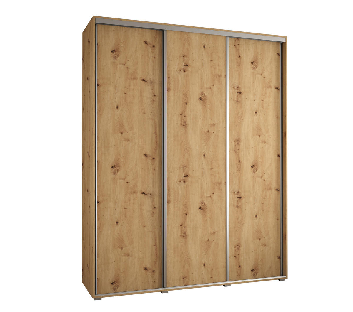 SCHWEBETÜRENSCHRANK 235,2/200/45 3-türig - Silberfarben/Eiche Artisan, Holz/Metall (200/235/45cm) - Abiks Möbel